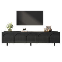 LOWBOARD 180/38/45 cm schwarz aus MDF mit 5 Türen - Schwarz, Holzwerkstoff (180/45/38cm) - OKWISH
