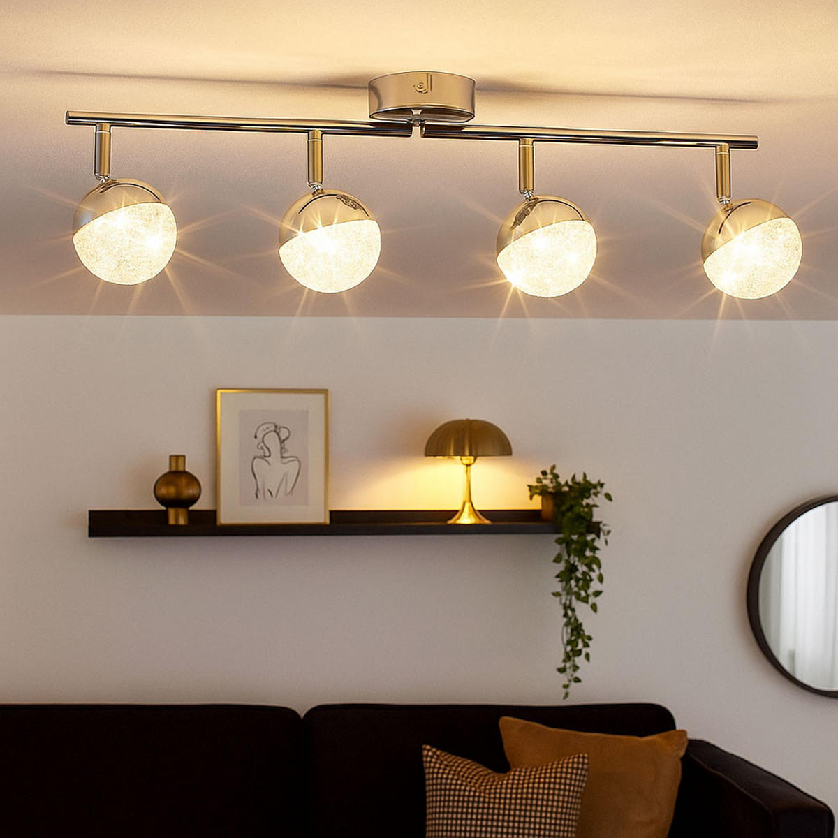 LED DECKENLEUCHTE UTILA Silber Chrom - Silberfarben, Metall (60/8.5/17.5cm) - Globo Lighting