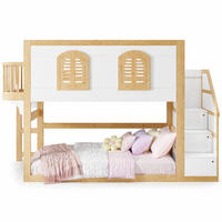 ETAGENBETT 90/200 mit Treppenschrank, Spielfläche und Lattenrost in Weiß und Natur - Weiß/Naturfarben, Holzwerkstoff (90/200cm) - EVRYAE