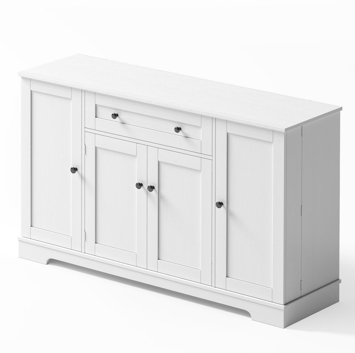 SIDEBOARD mit Schublade 138 cm MDF White 2 Seitenschränke - Beige, Holzwerkstoff (138/85/40cm) - Meubliv