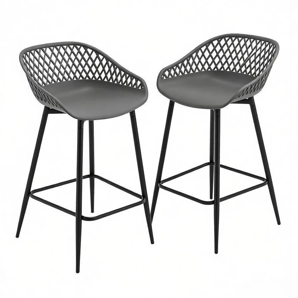 BARHOCKER mit Fußlehne und Rückenlehne 47/84/48,5 cm Grau - Grau, Metall (47/84.5/48.5cm) - MIVRAY