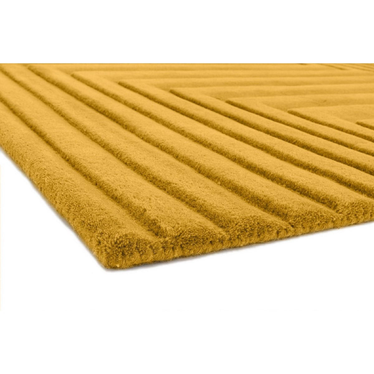 TEPPICH Einfarbiger aus reiner Wolle, handgetuftet, Reliefmuster SQUARE Gelb 160 x 230 cm - Gelb, Naturmaterialien (160/230cm) - Novatrend