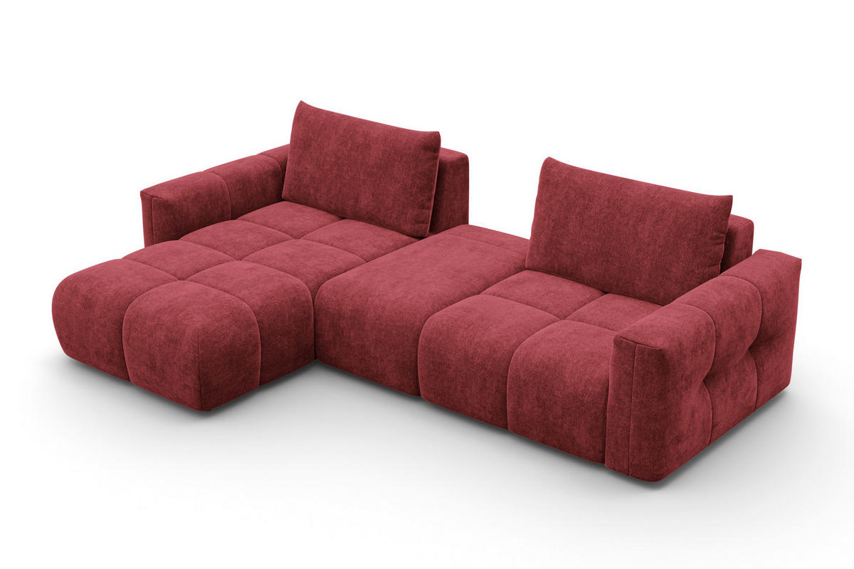 ECKSOFA VERONA 4-Sitzer LINKS, Dunkelrot - Schwarz/Dunkelrot, Holz/Textil (282/173cm) - Courtois Laville