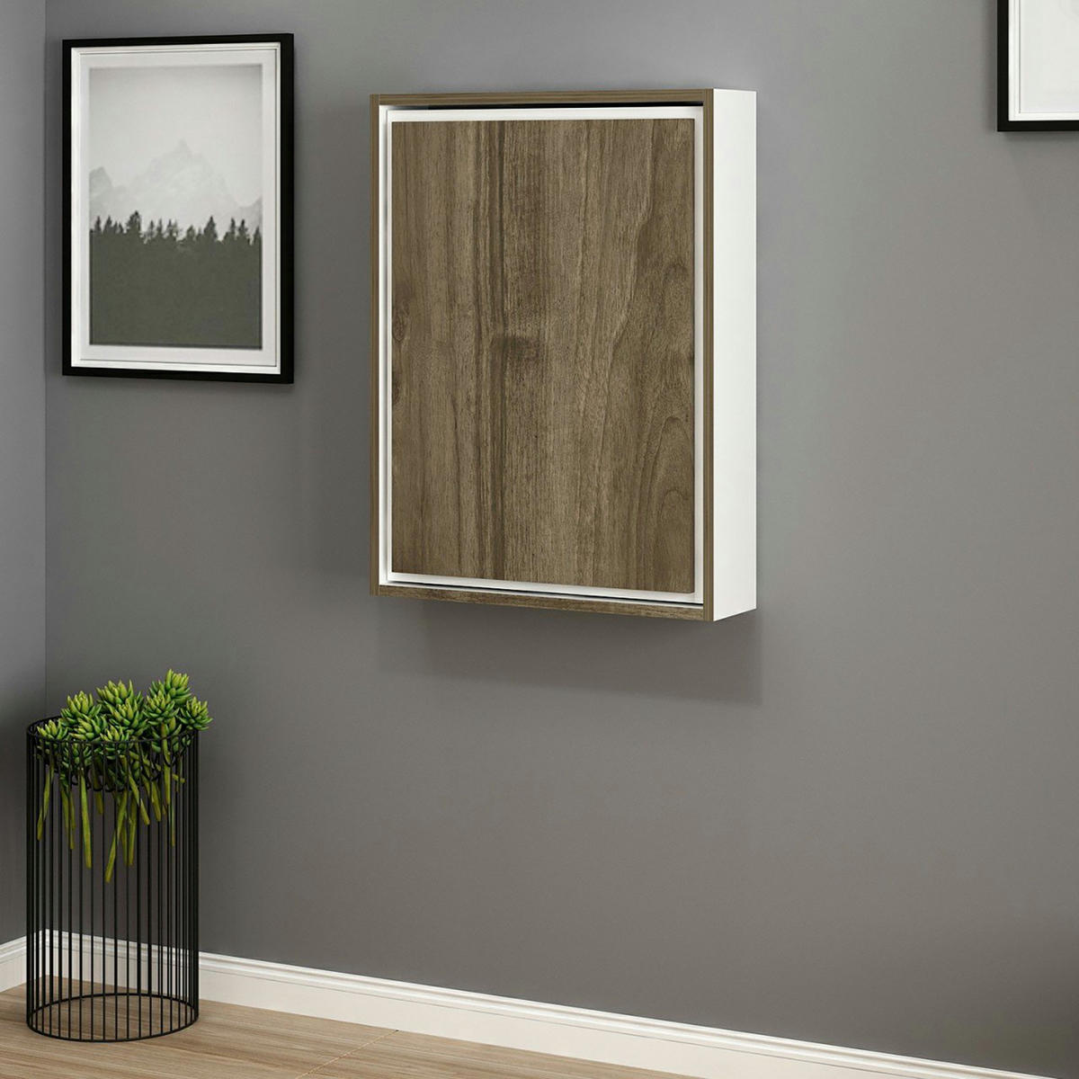 WANDKLAPPTISCH Greve - Walnussfarben/Weiß, Holzwerkstoff (77/75/58cm) - [en.casa]