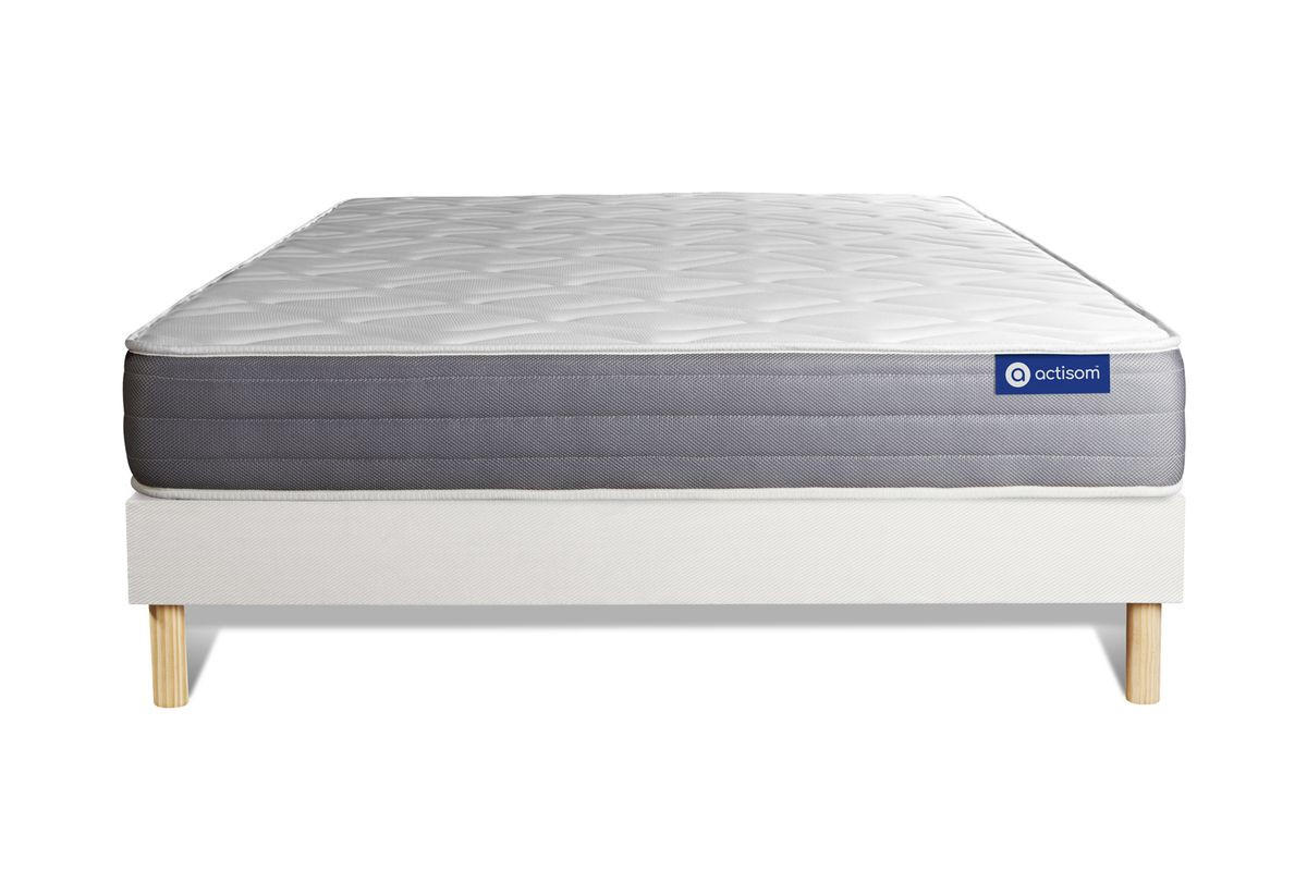 BETT Actiflex dream Taschenfederkern und Memory-Schaum 180 x 220 cm h1 - Kit Bettgestell Weiß - Beige/Weiß, Karton/Holz (180/220cm) - ACTISOM