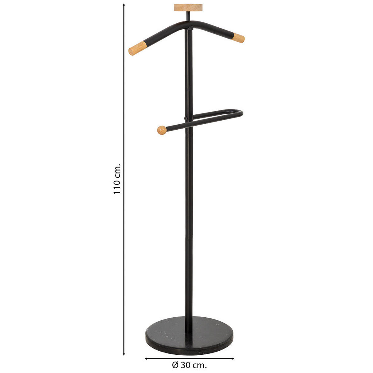 GARDEROBENSTÄNDER aus metall und holz - Schwarz, Metall (30/120/30cm) - Wanderlust