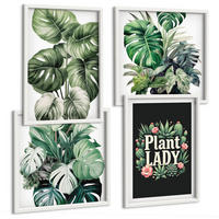 BILDER SET 4er Set - 50x50 cm & 40x60 cm Weißer Rahmen - Tropische Pflanzen, Pflanzenliebhaberin - Weiß, Kunststoff (50/50cm) - TULUP