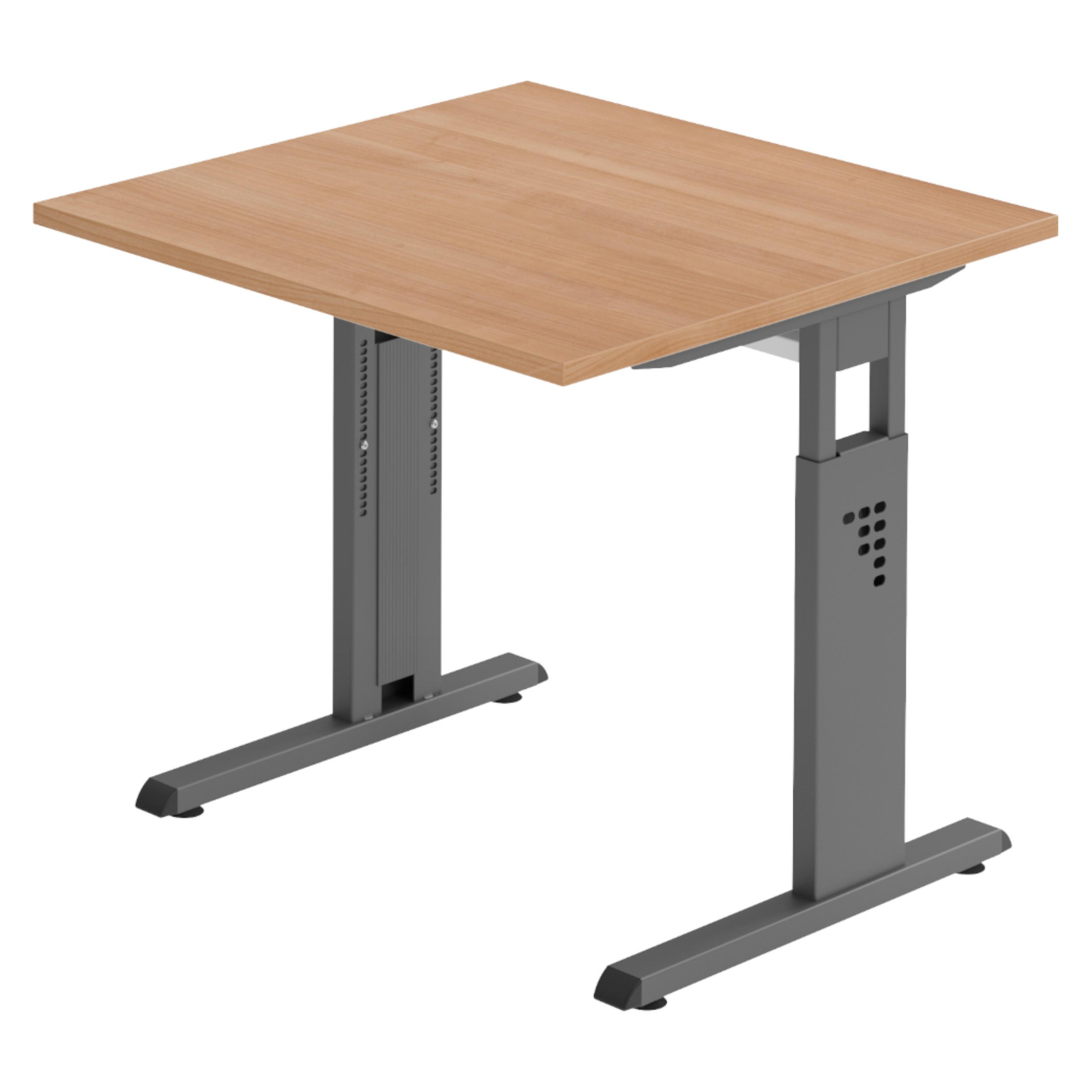 SCHREIBTISCH Serie-O 80/80/74 cm in Nussbaumfarben/Graphitfarben - Nussbaumfarben/Graphitfarben, Holzwerkstoff (80/80/74cm) - bümö