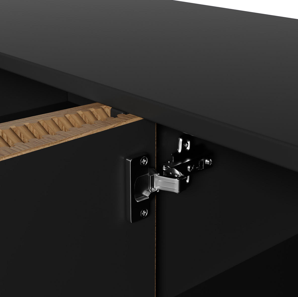 SIDEBOARD 160/40/75 cm Schwarz/Holzfarben aus MDF und Holzwerkstoff mit Soft-Close-Scharnieren - Schwarz, Holzwerkstoff (40/75/160cm) - OKMYHOME
