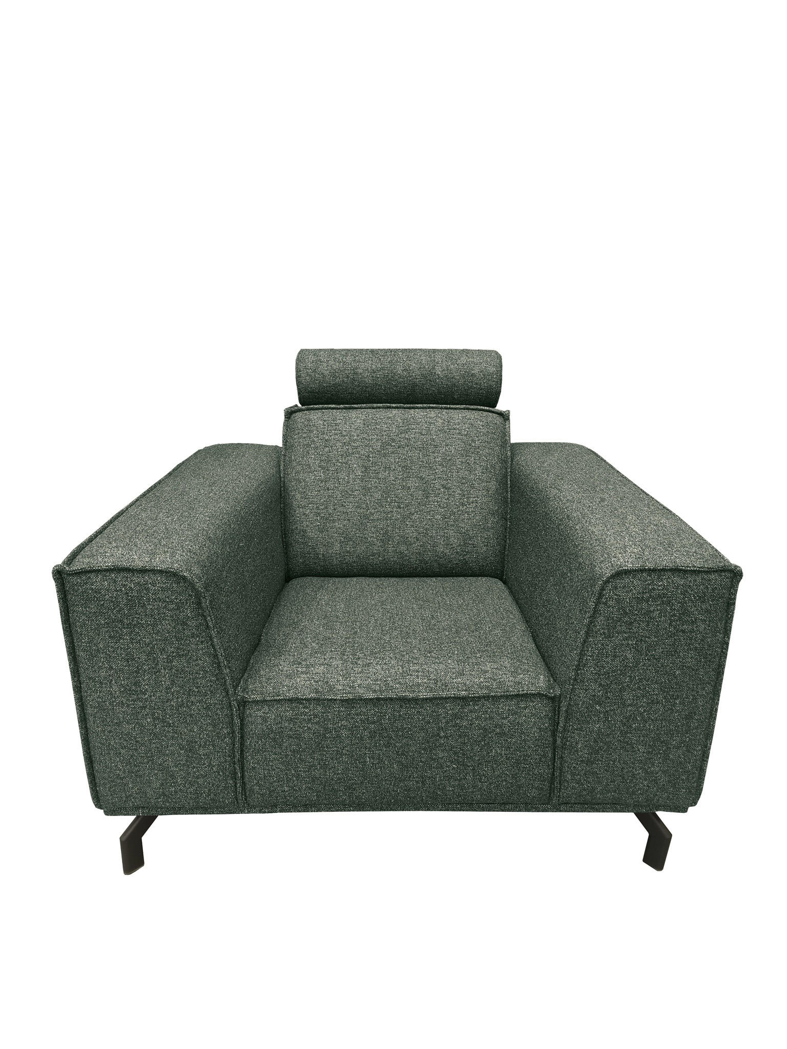 POLSTERSESSEL Selena - Dunkelgrün, Verstellbare Kopfstützen und Metall Füßen - Dunkelgrün/Schwarz, Kunststoff/Textil (109/90/95cm) - KS Home Concept