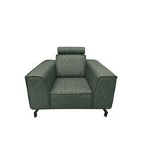 POLSTERSESSEL Selena - Dunkelgrün, Verstellbare Kopfstützen und Metall Füßen - Dunkelgrün/Schwarz, Kunststoff/Textil (109/90/95cm) - KS Home Concept