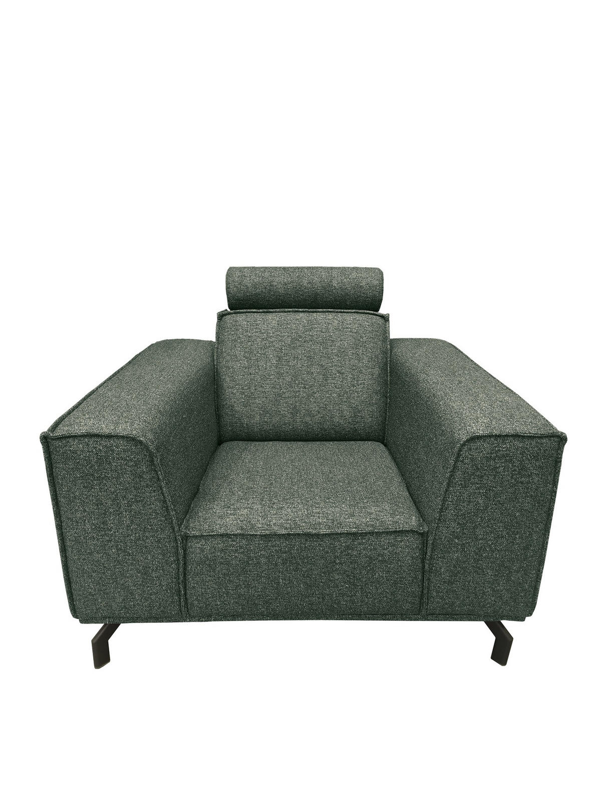 POLSTERSESSEL Selena - Dunkelgrün, Verstellbare Kopfstützen und Metall Füßen - Dunkelgrün/Schwarz, Kunststoff/Textil (109/90/95cm) - KS Home Concept