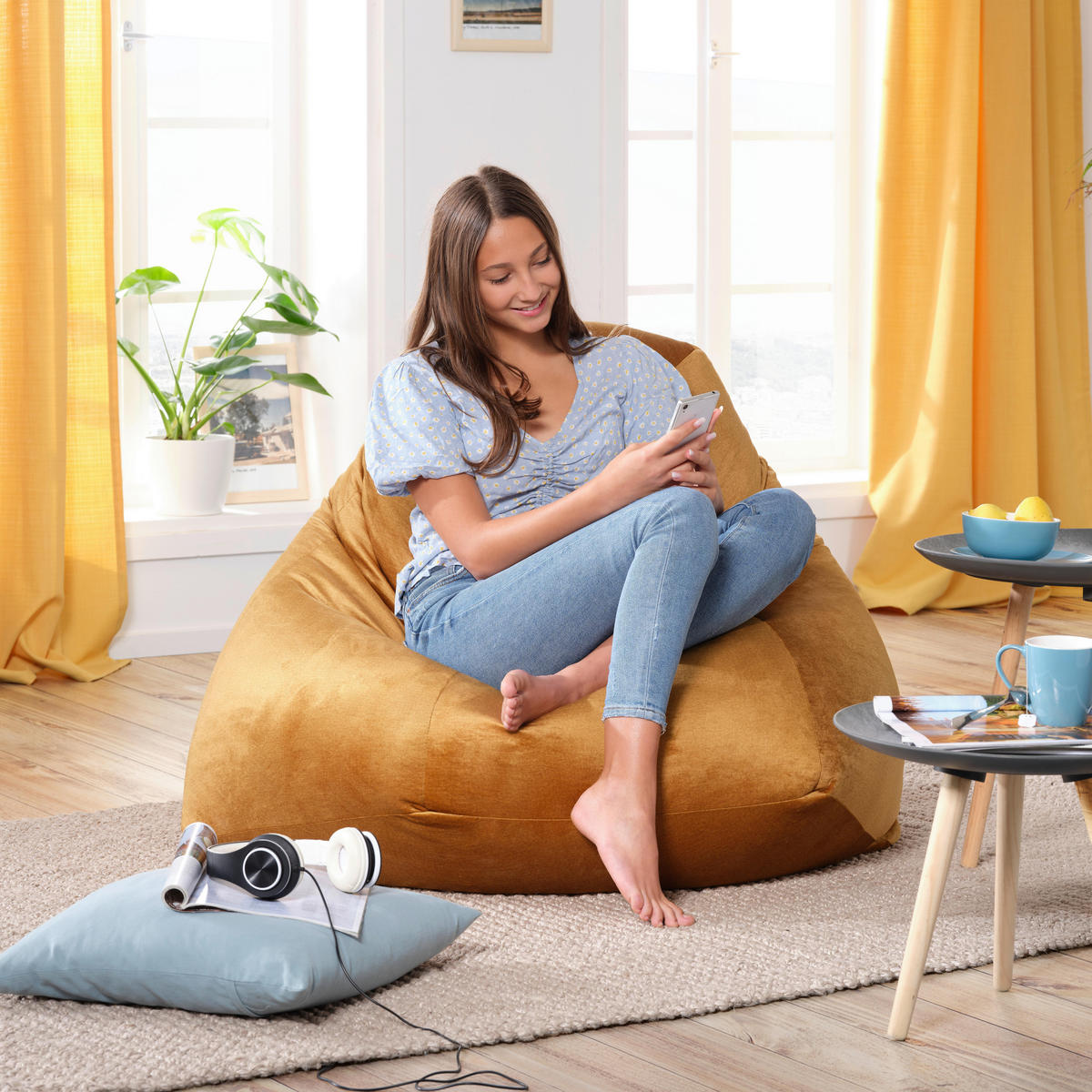 SITZSACK Verona in Gelb - Gelb, Textil (90/105/90cm) - Mömax