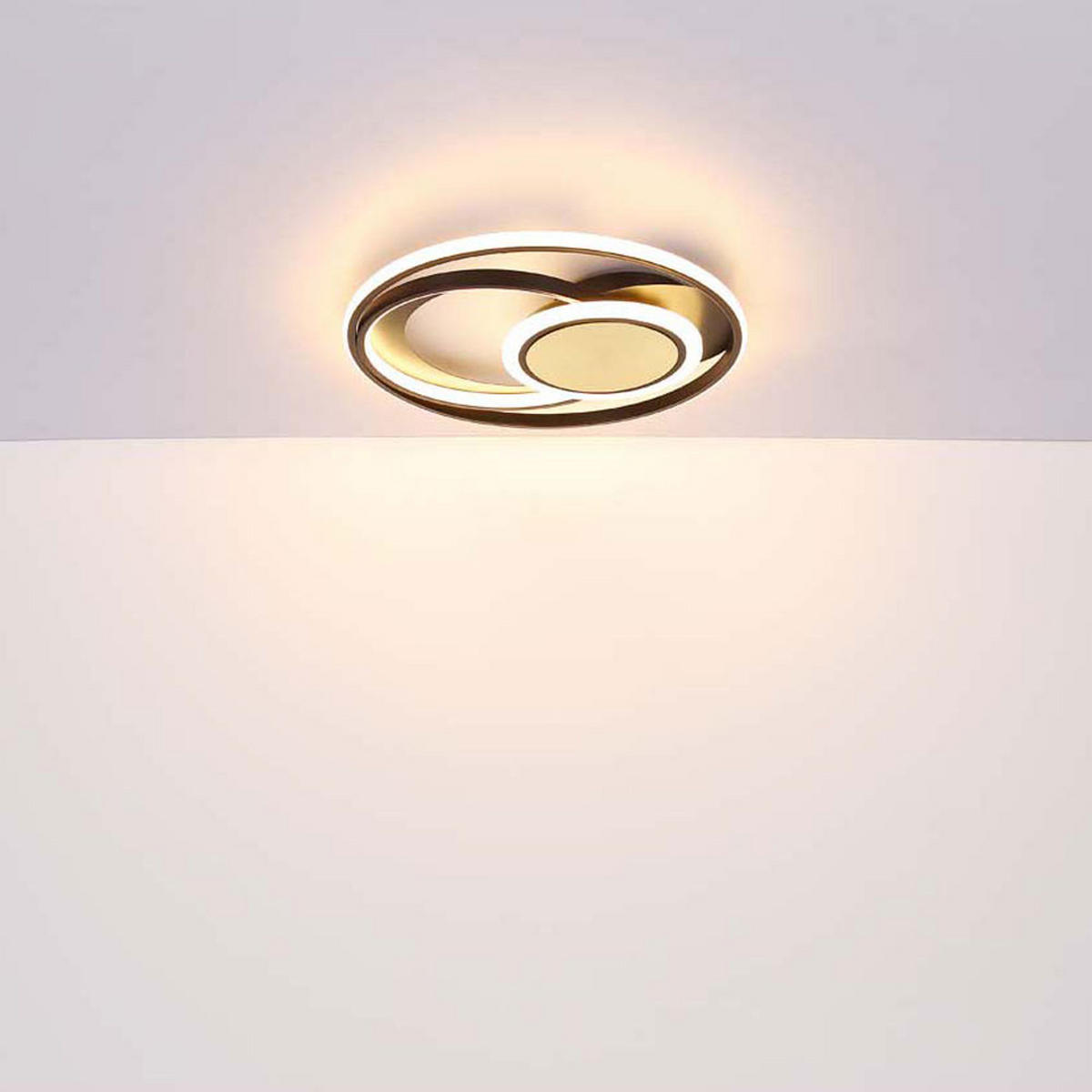 LED DECKENLEUCHTE Metall Braun mit Kristallen - Braun, Metall (34.5/34.5/6cm) - Globo Lighting