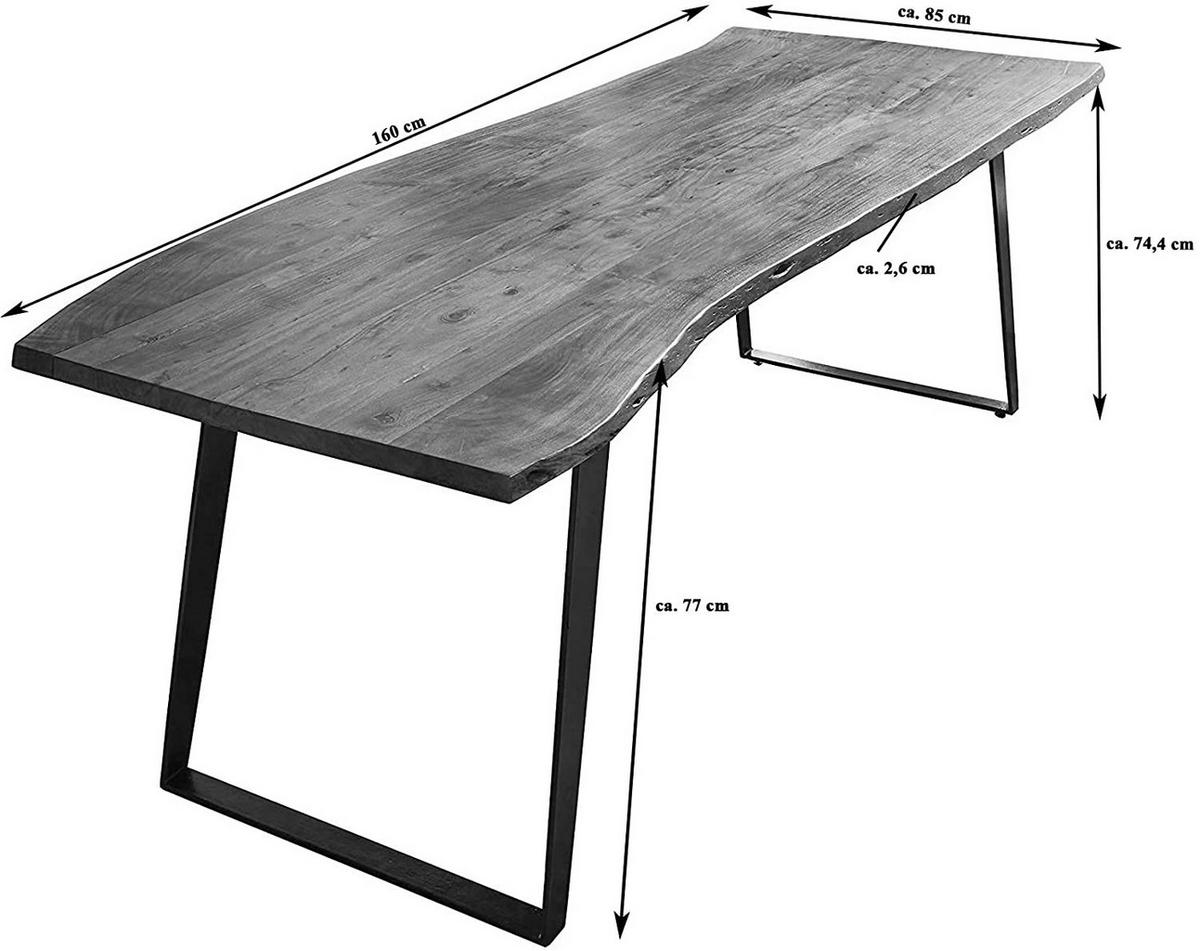 ESSTISCH HAVANNA - Silberfarben/Braun, Holz/Metall (85/160/77cm) - SAM