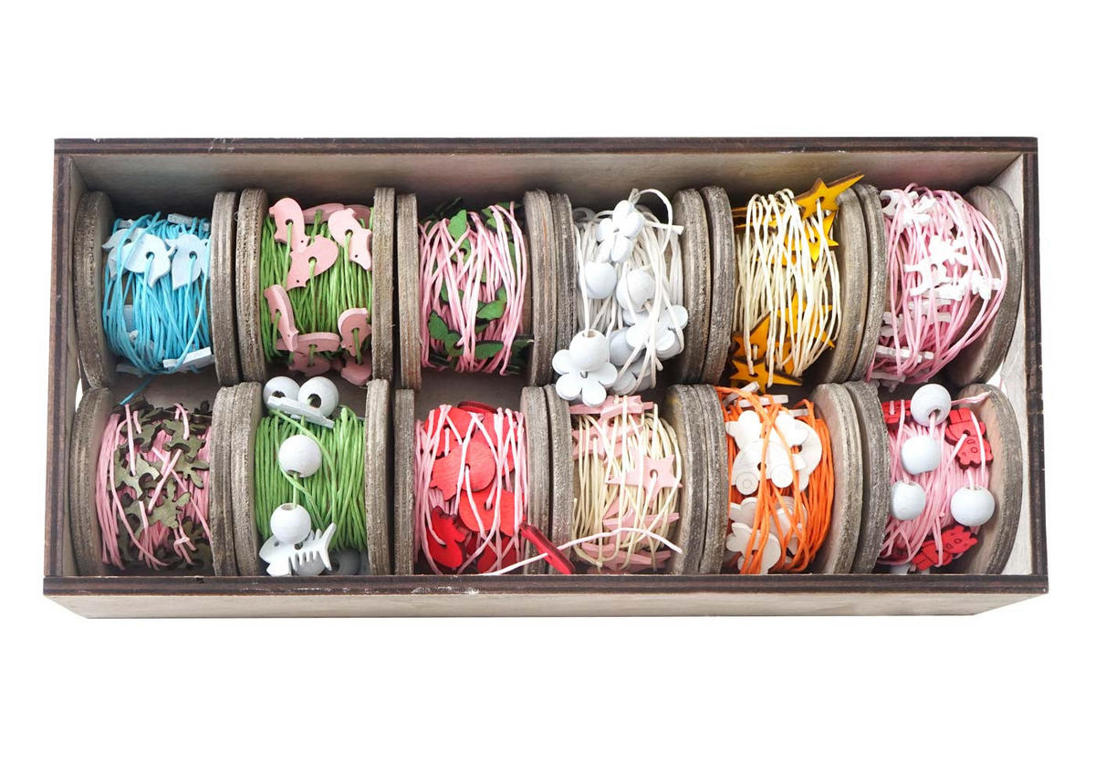 DEKO-BOX SCHNUR 12 ROLLEN Multicolor 12er-Set - Multicolor, Textil (35/8/16cm) - MCW