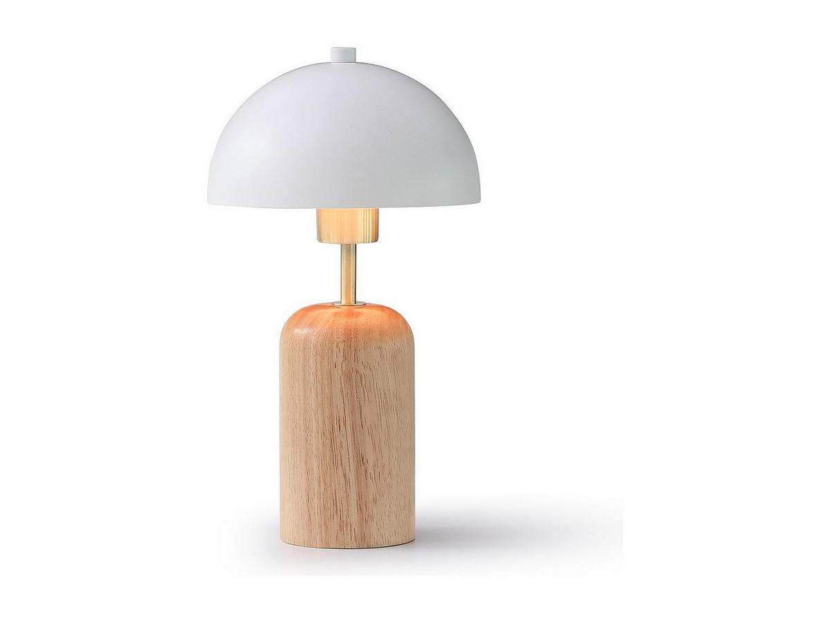 TISCHLAMPE - 20 cm x 20 cm - Holz, Platte, Metall - Naturfarben Hell, Weiß TANTA - Naturfarben/Weiß, Holz/Metall (20/20/35.5cm) - Vente-Unique