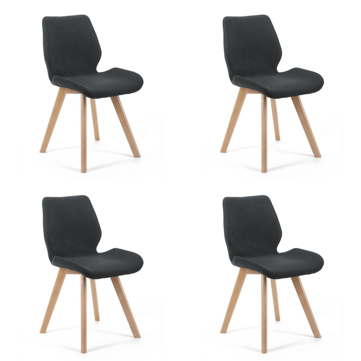 POLSTERSTUHL 4er Set, Holzbeine Schwarz 45,5/82,5/59 - Schwarz, Textil (46/83/59cm) - RAUMHIRSCH FURNITURE