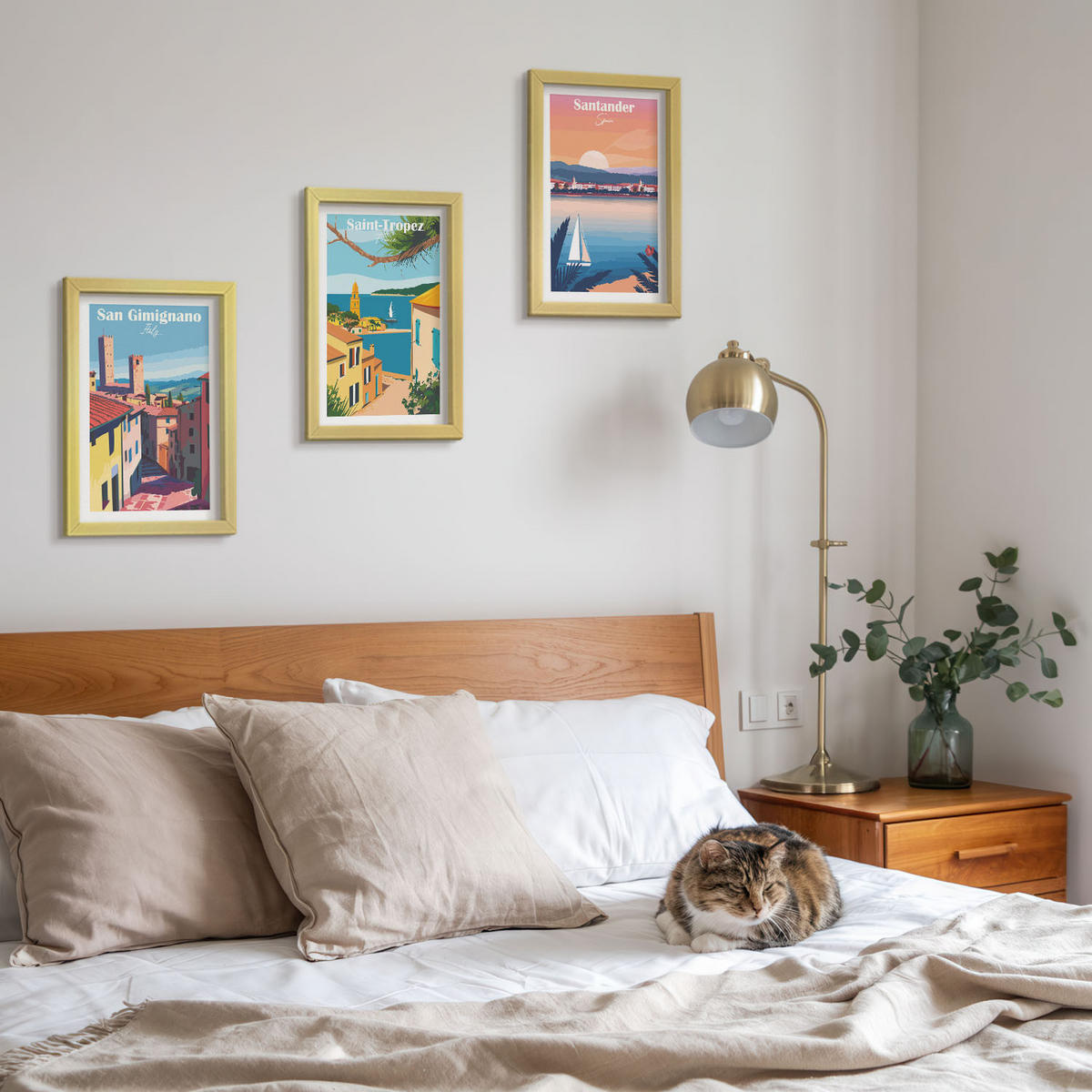 WANDBILDER 3er Set - 20x30 cm Goldrahmen - Italienische Stadtlandschaften - Goldfarben, Kunststoff (20/30cm) - ArtPrintCave