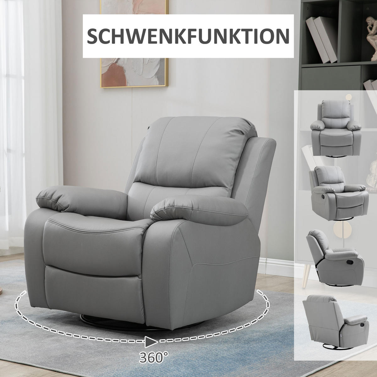 RELAXSESSEL, Polyester, Schaumstoff Grau - Grau, Kunststoff (100/98/93cm) - HOMCOM