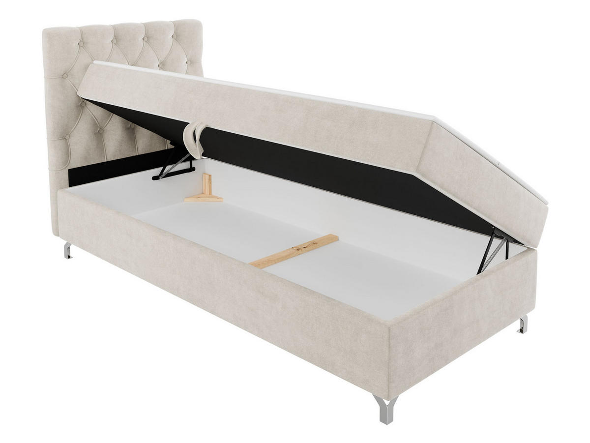 BOXBETT Chester 1, Seite: Links - Silberfarben/Schwarz, Holz/Textil (90/200cm) - MIRJAN24