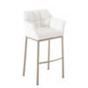 BARHOCKER Gibel Kunstleder Weiß Silber - Weiß, Leder (64/110/48cm) - DELUKE