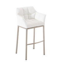 BARHOCKER Gibel Kunstleder Weiß Silber - Weiß, Leder (64/110/48cm) - DELUKE