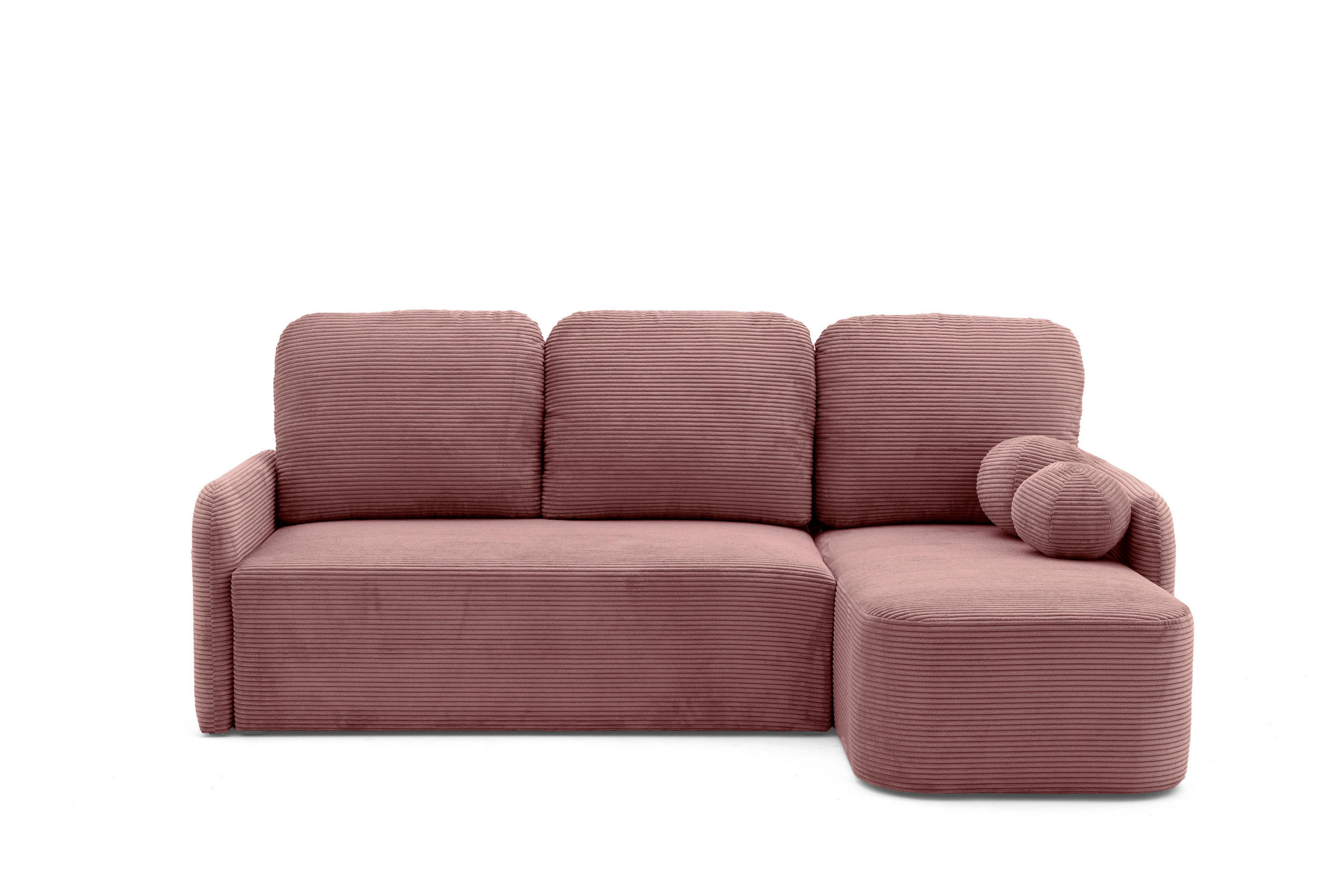 ECKSOFA CASPER L Rechts mit Schlaffunktion 132x198 Cord Rosa - Pink/Schwarz, Holz/Kunststoff (145/217cm) - NACANAPA