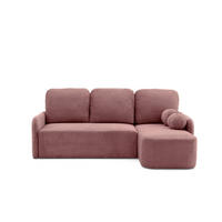 ECKSOFA CASPER L Rechts mit Schlaffunktion 132x198 Cord Rosa - Pink/Schwarz, Holz/Kunststoff (145/217cm) - NACANAPA