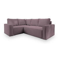 ECKSOFA ESTANO L-S Lila Kordstoff mit Schlaffunktion - Lila, Holz (230/158cm) - MASSENO