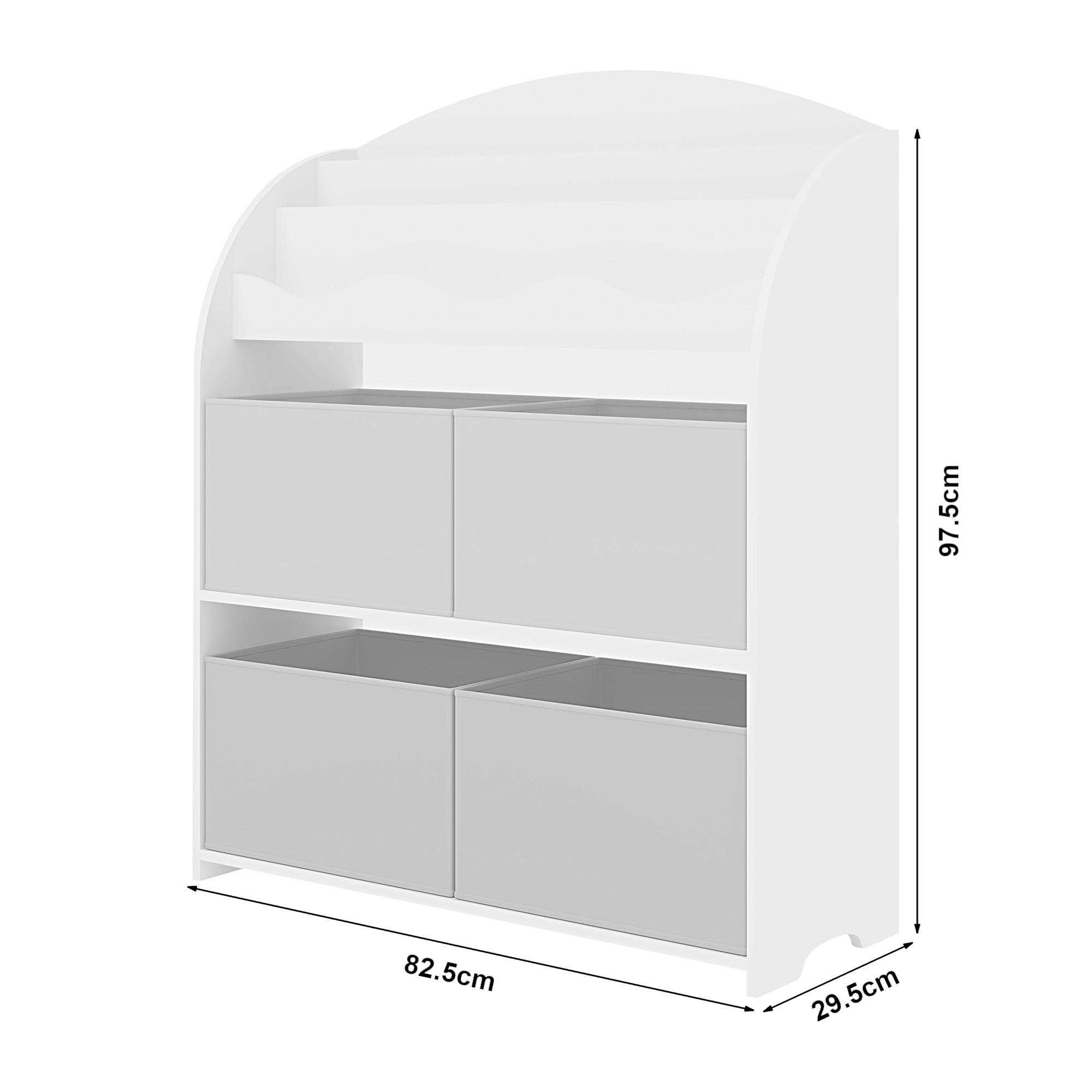 Thumbnail - [en.casa] Kinderregal, Weiß, Grau, Blau, Holzwerkstoff, Tiere, 82.5x97.5x29.5 cm, Kinder- & Jugendzimmer, Kindermöbel, K...