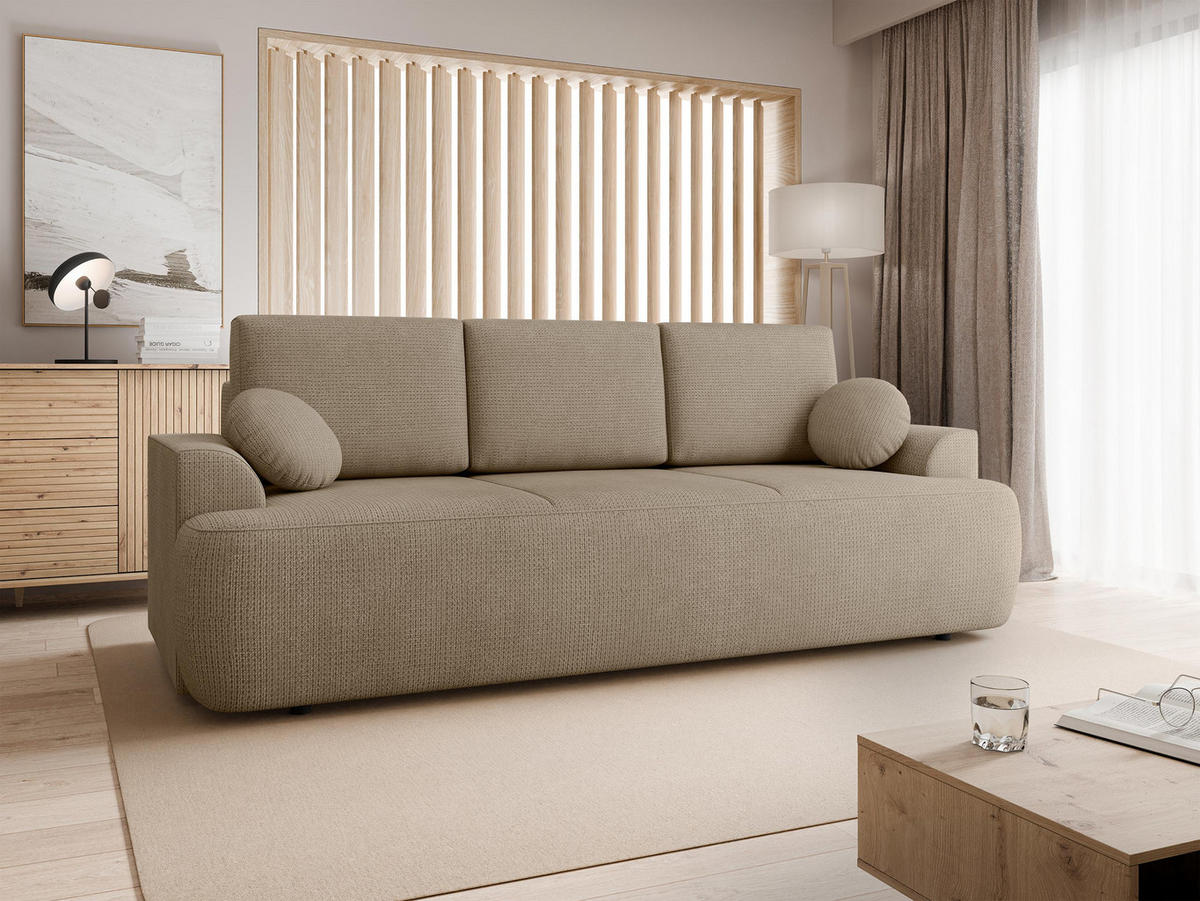 SCHLAFSOFA Velo - Hellbraun/Schwarz, Holz/Kunststoff (248/94/110cm) - MIRJAN24