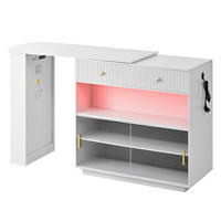 BARTISCH 120/50/95,5 cm in Weiß mit Stauraum, LED und Steckdosen - Weiß, Holzwerkstoff (50/120/95.5cm) - BEAOK