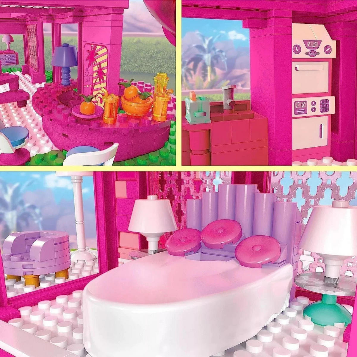 PUPPENHAUS Barbie Movie Traumvilla Bauset 1795 Teile, Puppenvilla, Spielhaus, Bausteinset, Barbie Haus, Spielzeug Set, Rollenspiel, Sammler Set - Pink, Kunststoff (50/30/30cm) - Barbie