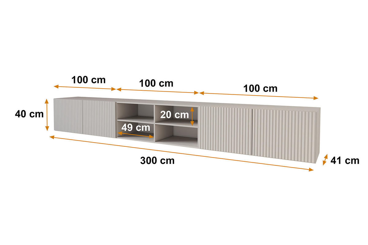 LOWBOARD NOA-2-W 3x100x40x41 cm - Kaschmir - Kaschmir, Holzwerkstoff (300/40/41cm) - ALTDECOR