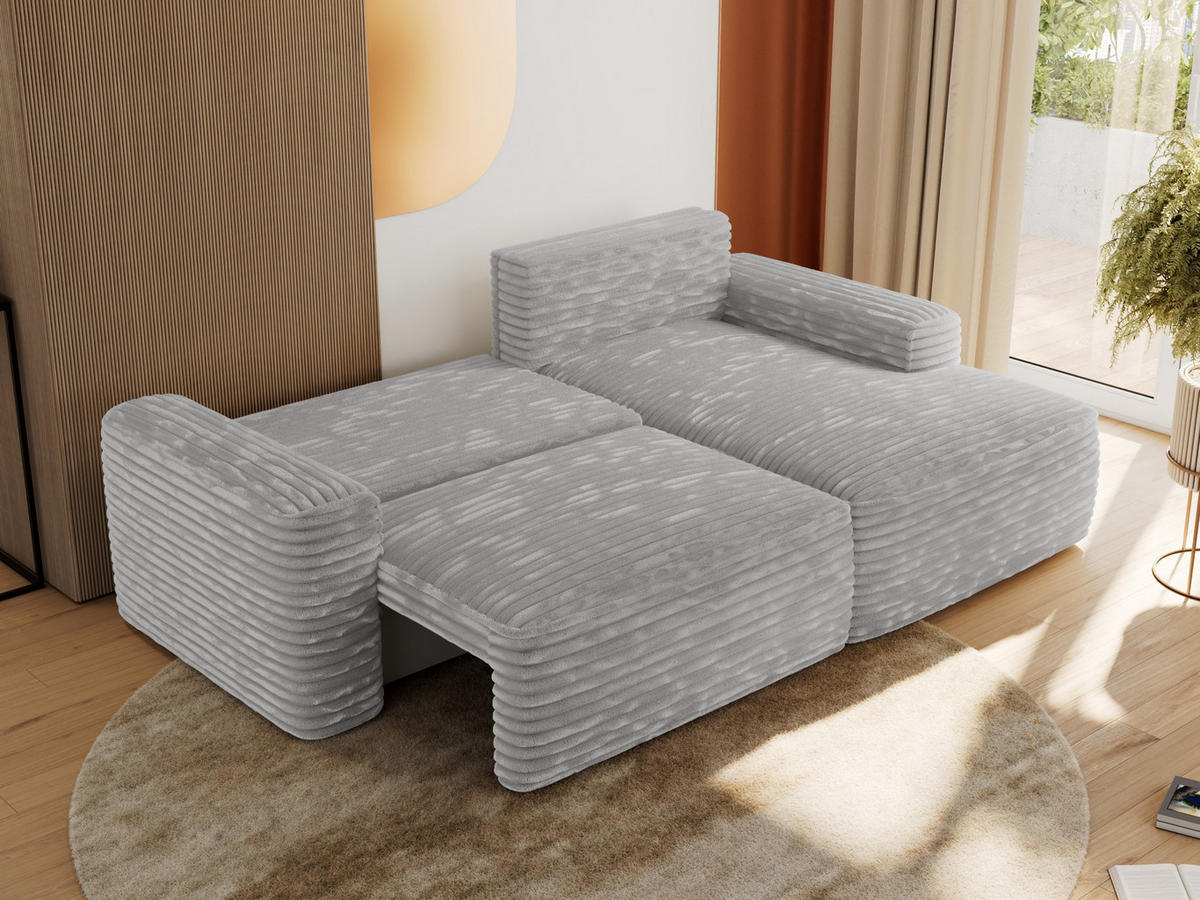 ECKSOFA BELLUNO L Grau Cord - Rechts - Schwarz/Grau, Textil (233/144cm) - MKS