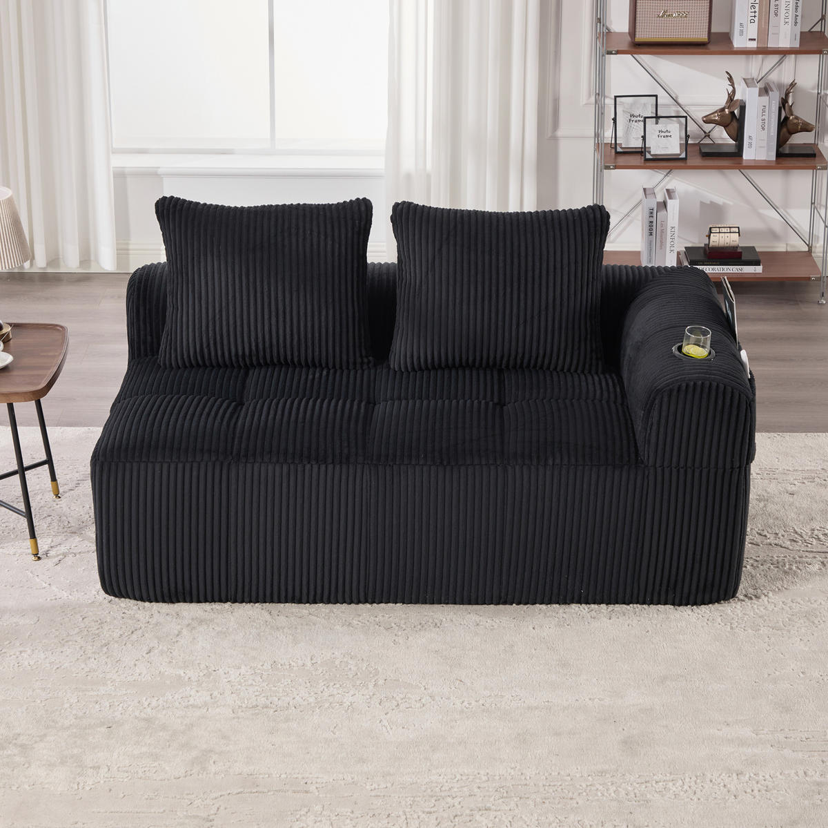 SOFA kompakt 158 x 93 x 61 cm Cord Black - Schwarz, Kunststoff (158.1/61/93cm) - Meubliv