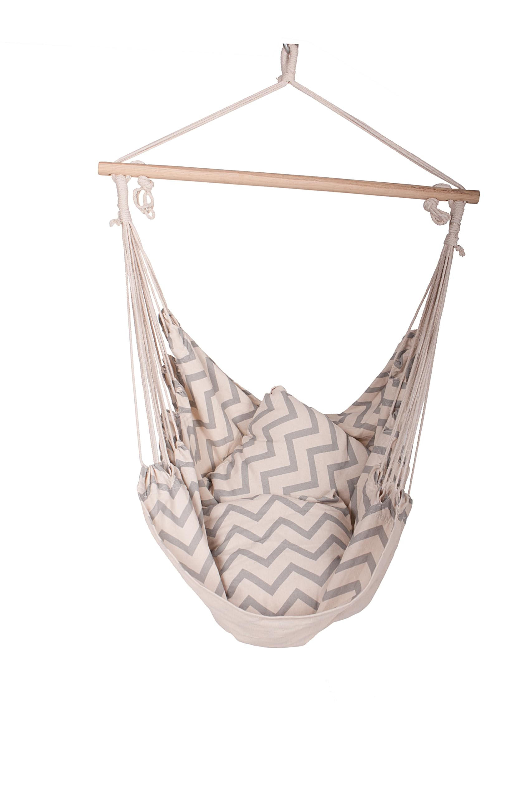 HÄNGESESSEL Mainz mit 2 Kissen Beige Hängesitz - Beige, Holz (90/120/65cm) - DELUKE