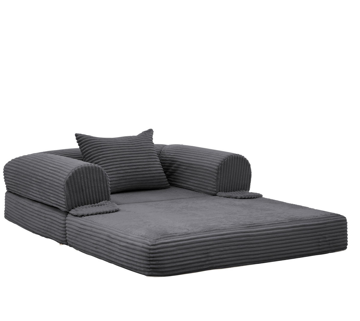 SCHLAFSOFA 2-in-1 aus Kord Grau - Grau, Kunststoff (85/65/120cm) - Meubliv