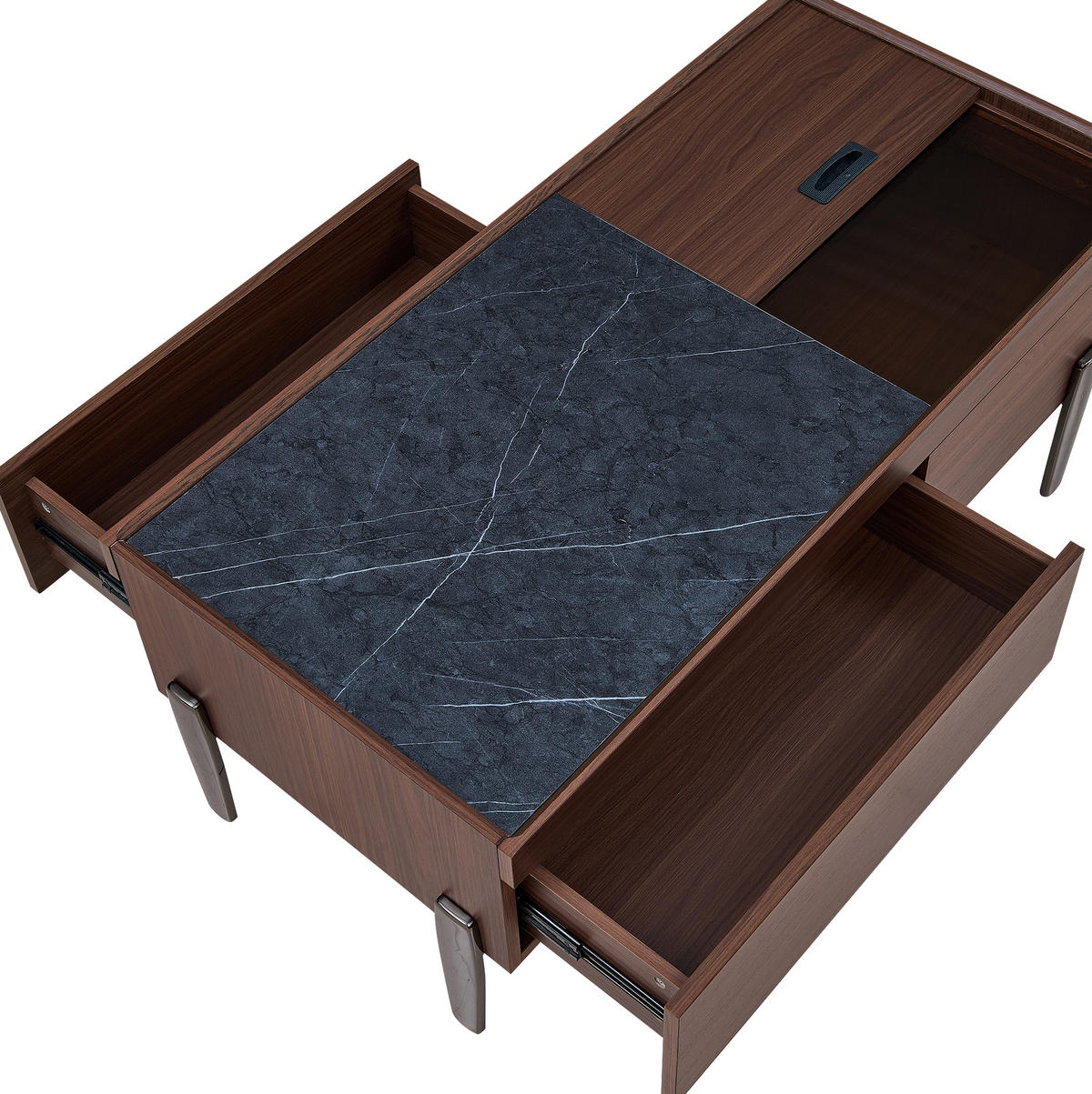 KLUBSKA miza, 105/50/41,5 cm MDF/steklo rjava s predali in prostorom za shranjevanje - rjava, leseni material (105/50/41.5cm) - BEAOK