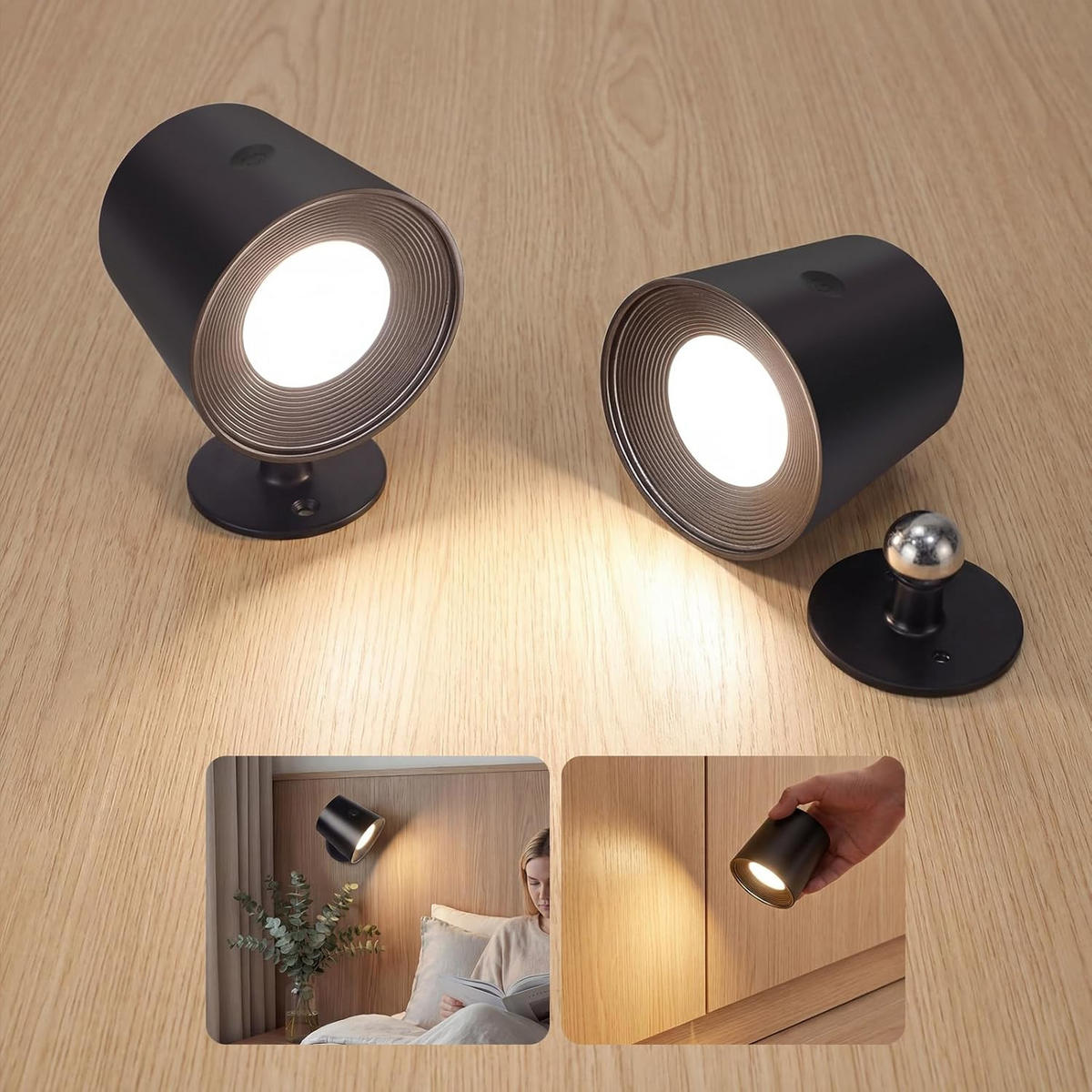 LED nástěnné svítidlo Yeakle 11/10/14,5 cm (sada 2 ks) - černá, plast (10/14.5/11cm) - Nettlife