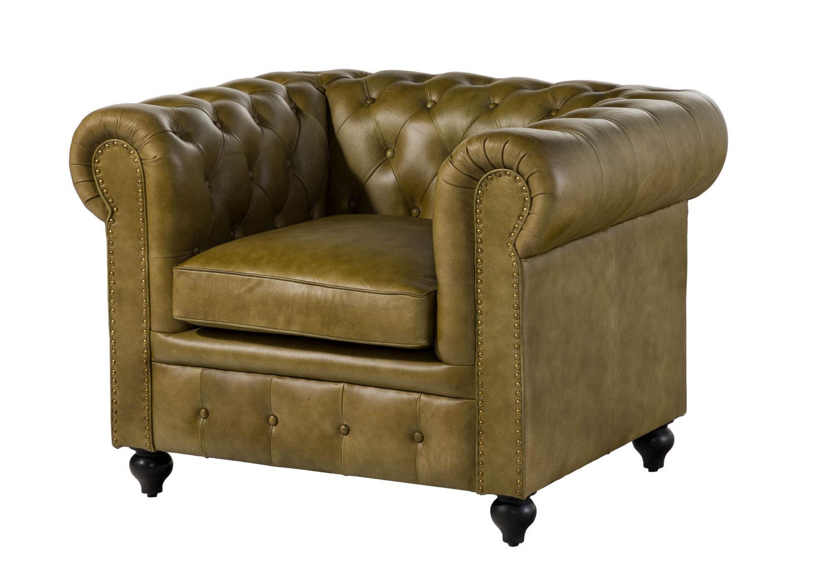 SESSEL Echtleder 105x82x75 grün CHESTERFIELD #302 - Grün, Leder (105/75/82cm) - Massivmoebel24