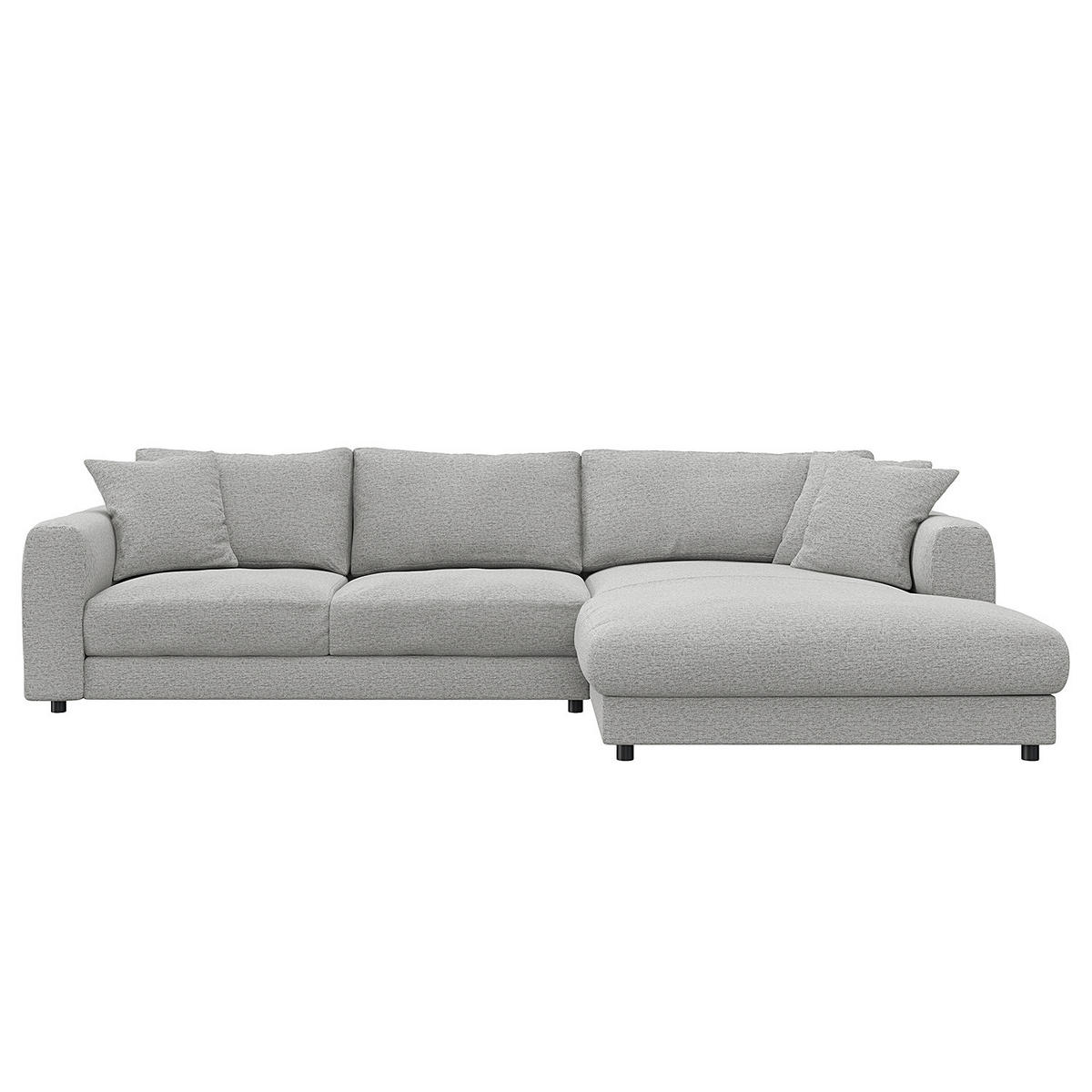 ECKSOFA mit Longchair - Hellgrau/Schwarz, Holz/Kunststoff (286/183cm) - home24