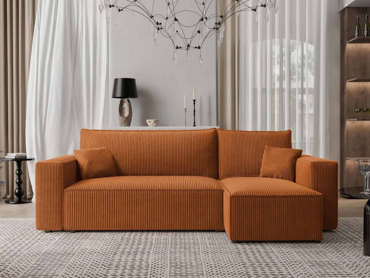ECKSOFA Adara Mit Schlaffunktion - Hellbraun, Holzwerkstoff/Textil (145/244cm) - Fun Möbel