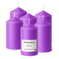 STUMPENKERZEN (6er Pack) Ø6cm x 10cm - Lila - Lila, Naturmaterialien (10cm) - HS Candle