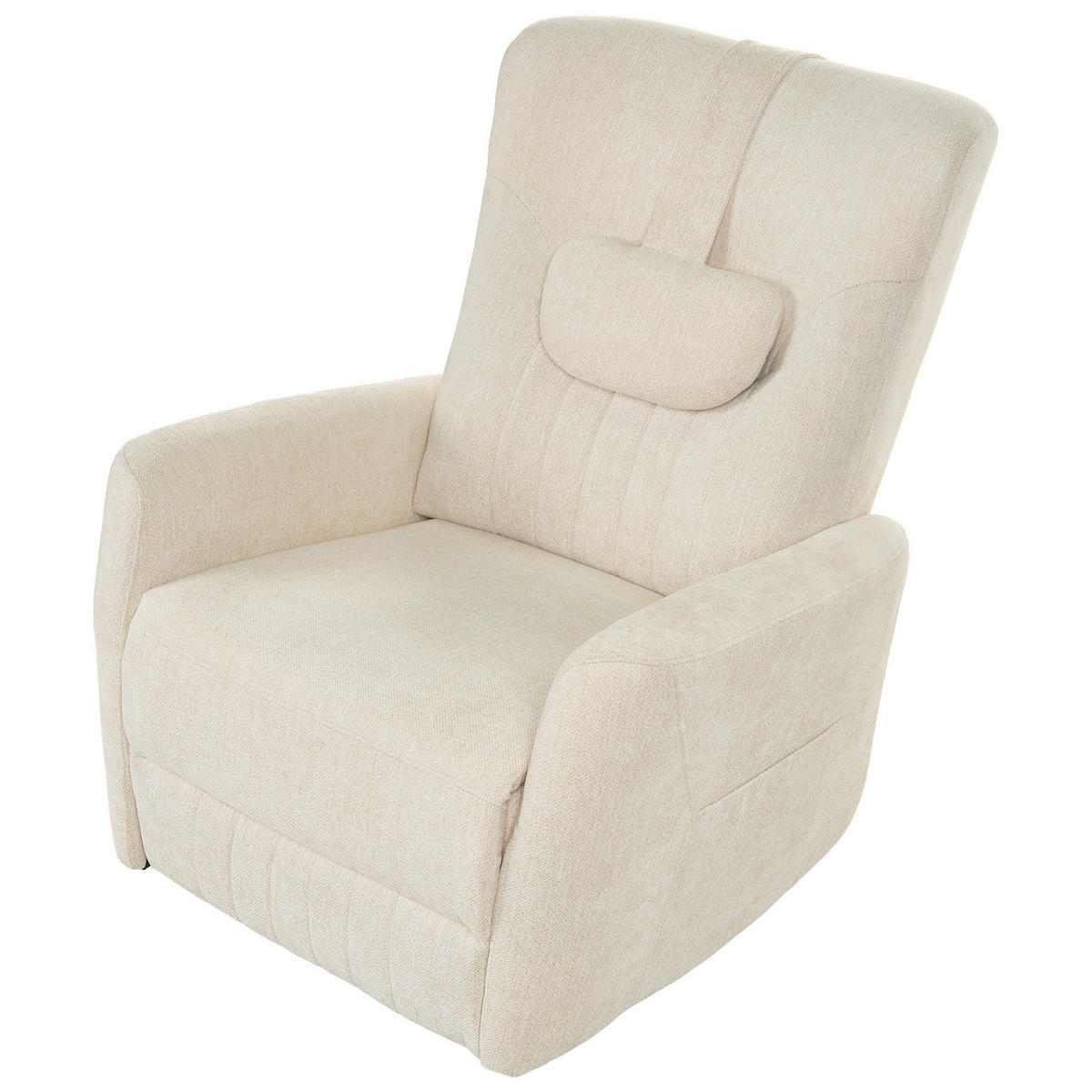 SCHAUKEL-FERNSEHSESSEL drehbar Chenillegewebe Hellbeige Rea - Beige/Schwarz, Textil/Metall (85/102/107cm) - Beliani
