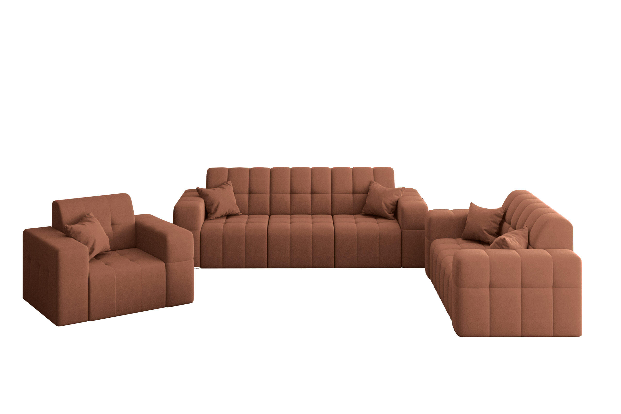 SITZGARNITUR NIMES 3-2-1 Stoff Portland Kupfer - Kupferfarben, Holz/Textil (92/82/245cm) - Kaiser Möbel