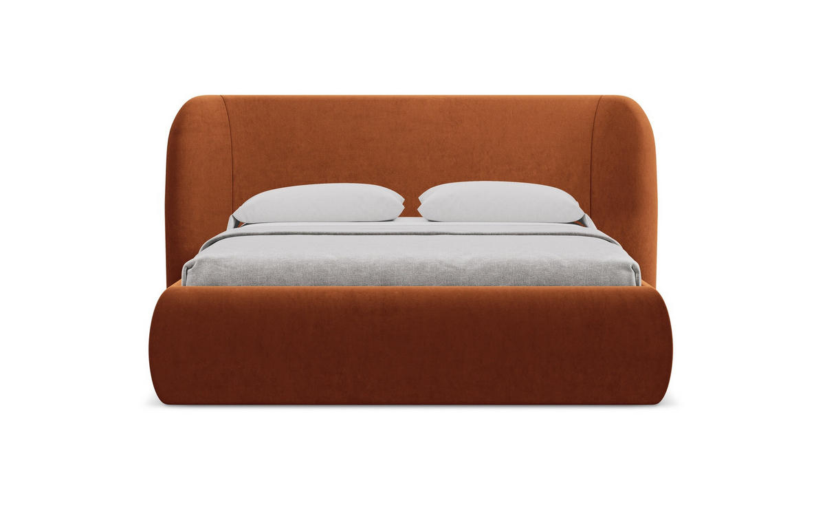 POLSTERBETT mit Bettkasten und Lattenrost 210x215 Orange - Terracotta/Schwarz, Kunststoff/Textil (160/200cm) - Makamii