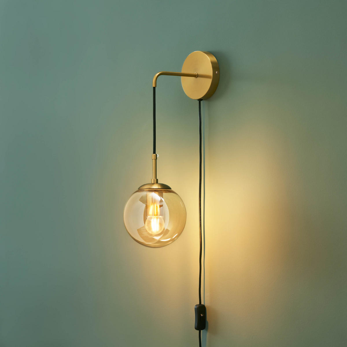 WANDLEUCHTE Robyn, Bernstein und Gold, 60cm - Goldfarben, Glas (15/60/23cm) - KOSILUM