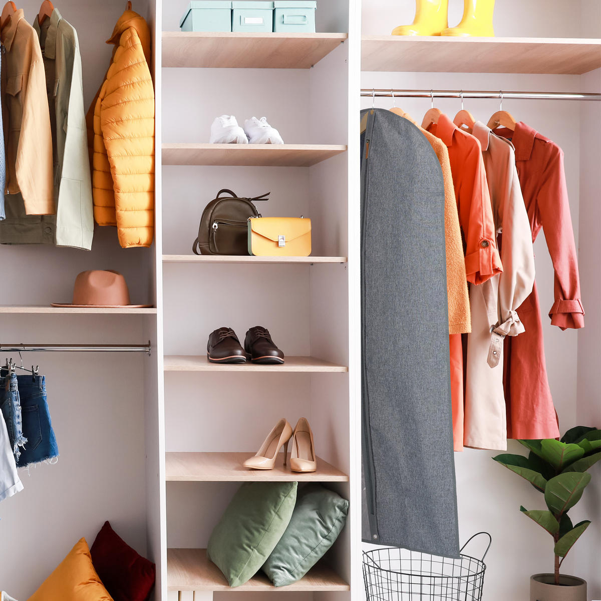 3XKLEIDERSACK - Grau, Kunststoff/Textil (58/135/0.1cm) - Relaxdays